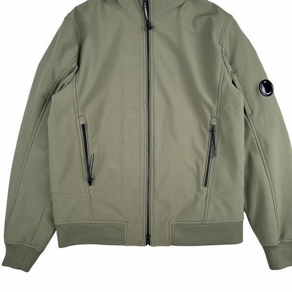 CP Company Khaki Fleece Lined Soft Shell Goggle Jacket - Large