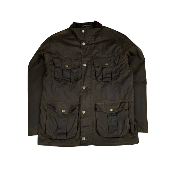 Barbour Corbridge Brown Cotton Flannel Lined Wax Field Jacket - Small