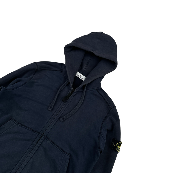 Stone Island 2018 Navy Cotton Zipped Hoodie - Medium
