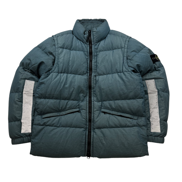 Stone Island 2018 Blue 2 In 1 Cotton Metal Watro Reflective Puffer Jacket - Large