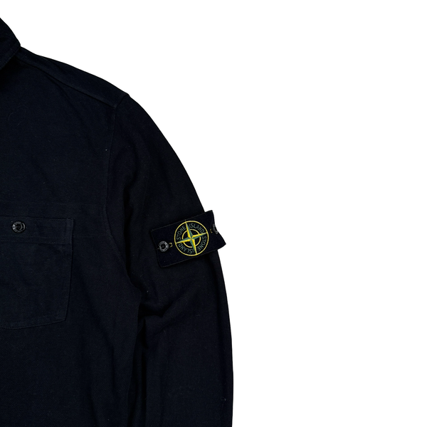 Stone Island Black Cotton Buttoned Overshirt - Large