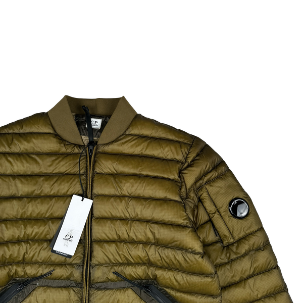 CP Company Khaki DD Shell Collar Puffer Bomber Jacket - Small