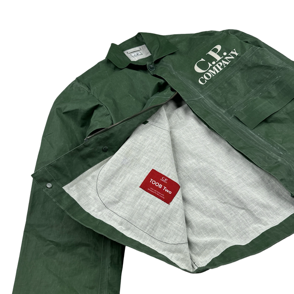 CP Company Green TOOB Two Spellout Collared Jacket - Large