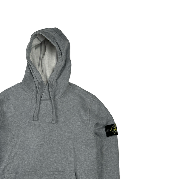 Stone Island 2021 Light Grey Pullover Cotton Hoodie - Small