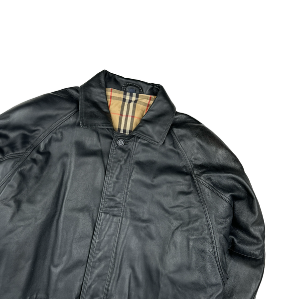 Burberry Leather Nova Check Lined Collared Duffle Coat - 3XL