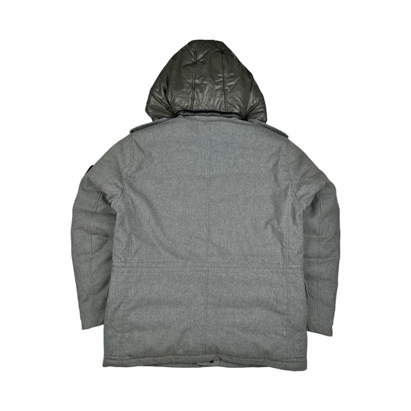 Stone Island 2014 Grey Ice Wool Blend Down Field Jacket - XXL