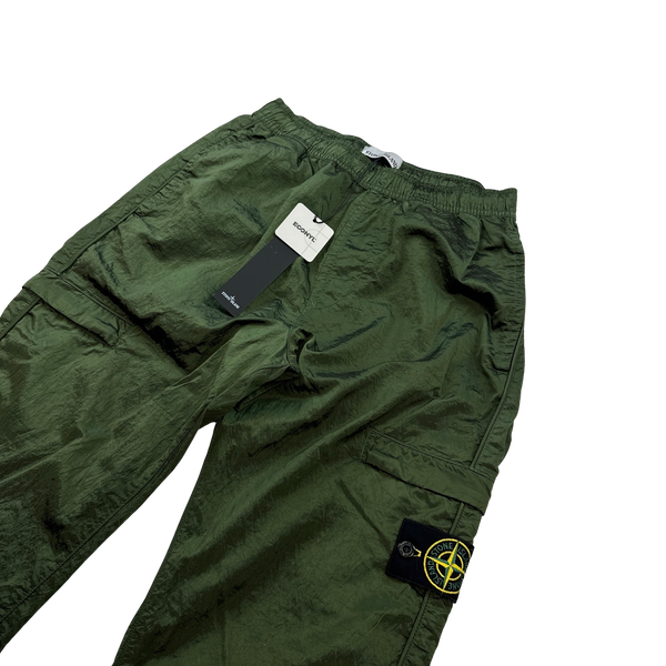 Stone Island 2022 Green Econyl Nylon Metal Trousers - 28"