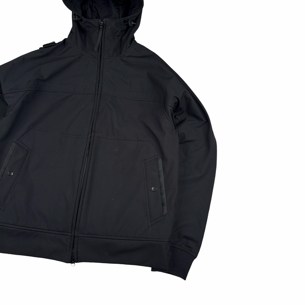 Ma Strum Black Velo Soft Shell 4 Way Nylon Hooded Jacket - XL