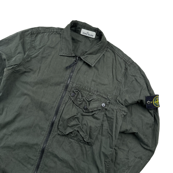 Stone Island 2021 Khaki Green Cotton Overshirt - Medium