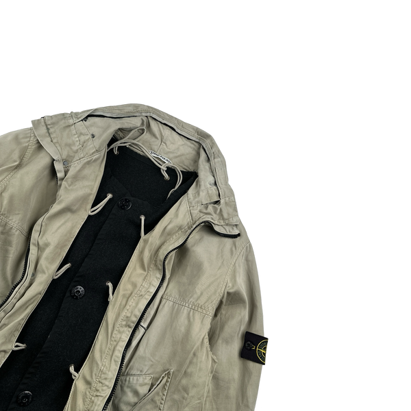 Stone Island 1996 Raso Gommato Wool Dutch Rope Vintage Jacket - Large