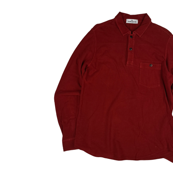 Stone Island 2013 Red Longsleeve Polo Shirt - Large