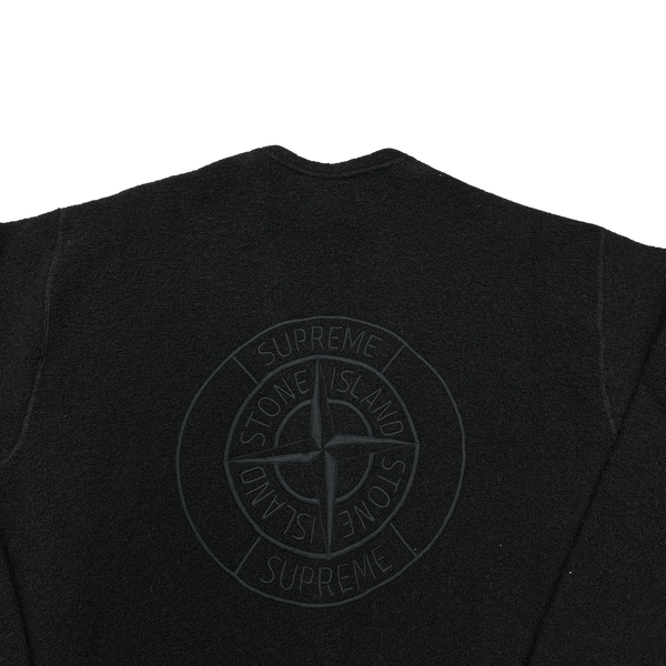Stone Island x Supreme 2023 NEW Black Soft Boucle Back Patch Cardigan - Large