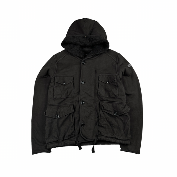 Stone Island 2006 Denims Brown Multi Pocket Fleece Lined Hooded Jacket  - Medium