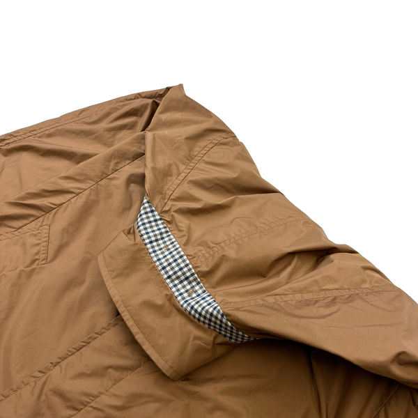 Aquascutum Orange Checked Collared Nylon Trench Coat - Large