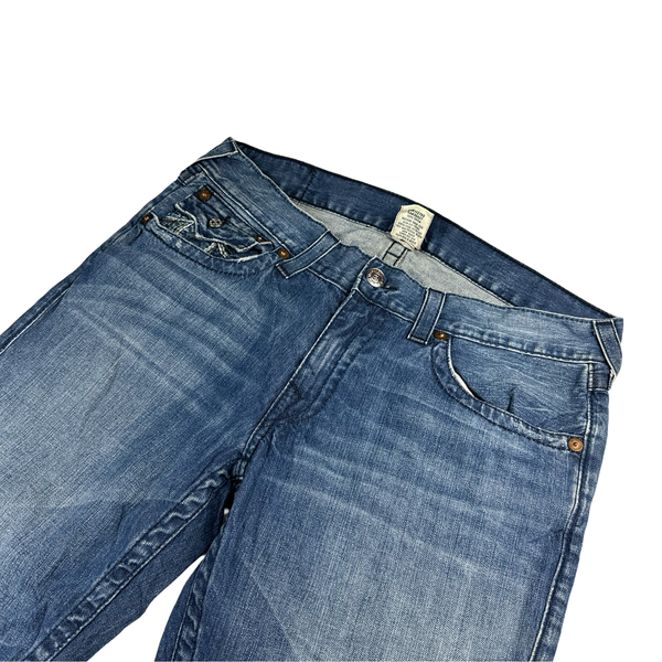 True Religion Blue Washed Flared Jeans - Large