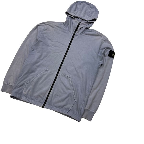 Stone Island 2019 Lavender Purple Cotton Zipped Hoodie - Medium