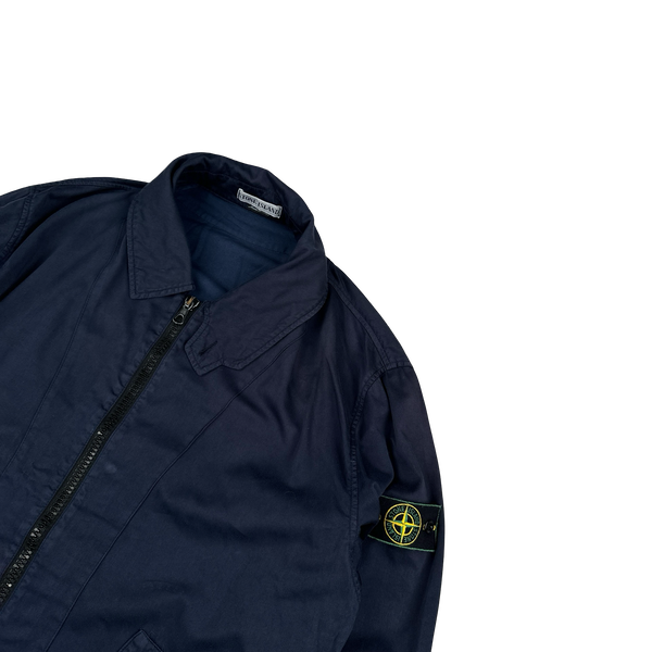Stone Island 1990s Vintage Navy Raso Gommato Jacket - Medium