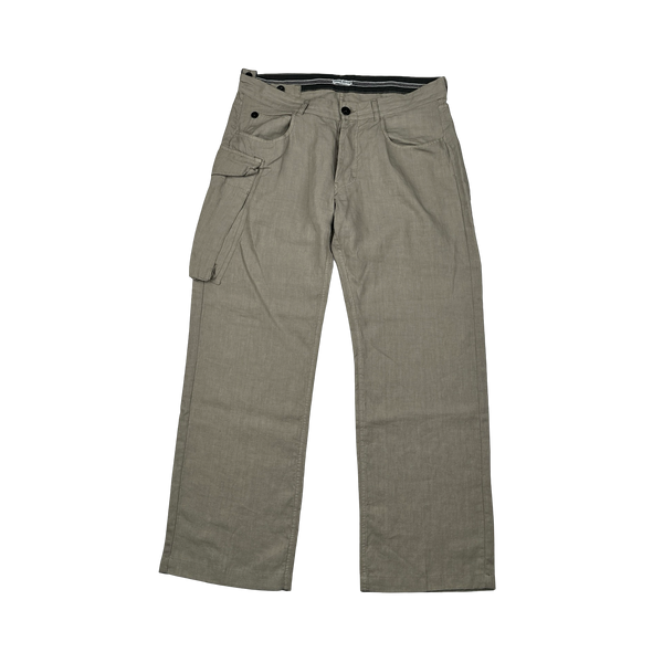 Stone Island 2007 Tan Lino Flax Badge Cargo Trousers - 38”