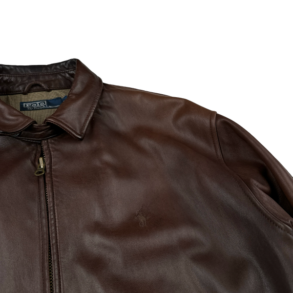 Ralph Lauren Brown Heavyweight Leather Jacket - Large