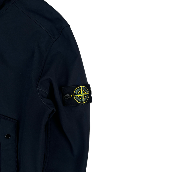 Stone Island 2020 Navy Soft Shell Hooded Jacket - Medium