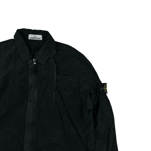 Stone Island Black Shimmer Nylon Metal Cotton Lined Overshirt - Medium