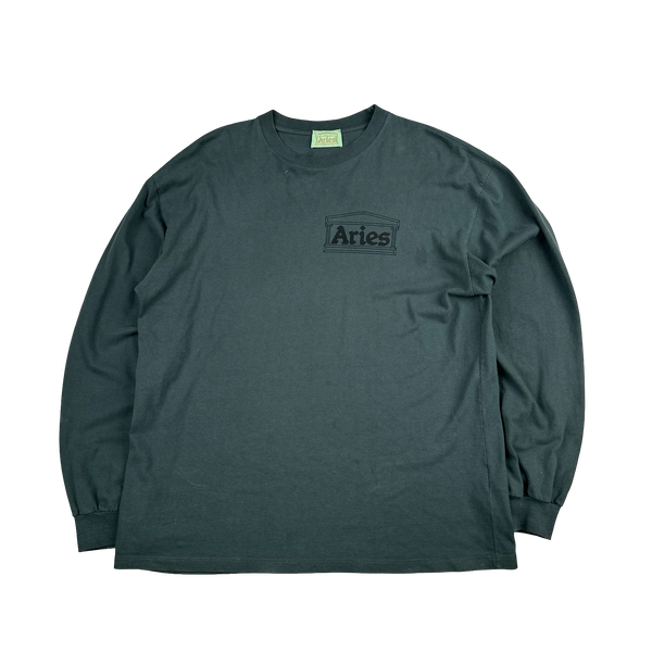 Aries Dark Teal Spellout Long sleeve Shirt - Large