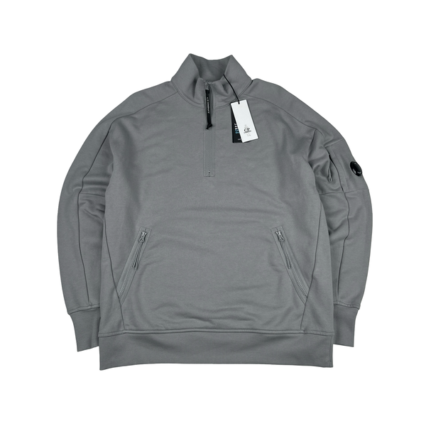 CP Company Cotton Half Zip Grey Lens View Jumper - XL
