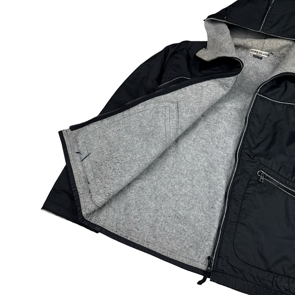 Stone Island 2003 Black Wool Lined Nylon Shell Jacket - Large
