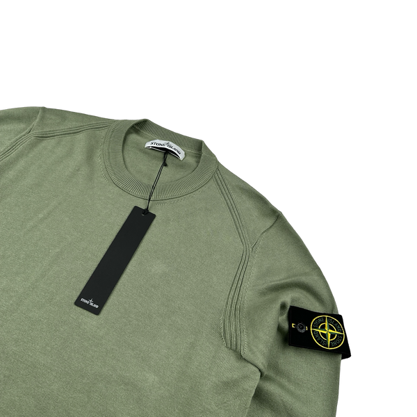 Stone Island 2019 Green Fine Knit Cotton Crewneck Jumper - Small