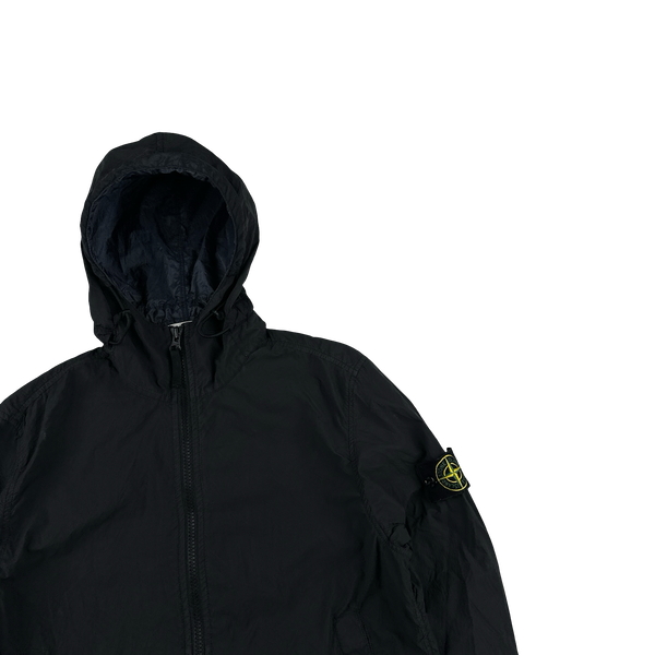 Stone Island 2019 Black Lamy Velour Hooded Jacket - Small