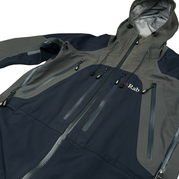 RAB Extreme Navy/Grey Event Zipped Waterproof Rain Jacket - Small