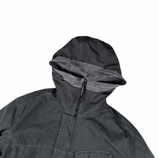 CP Company Grey Quartz Lens Viewer Long Fishtail Jacket - Large