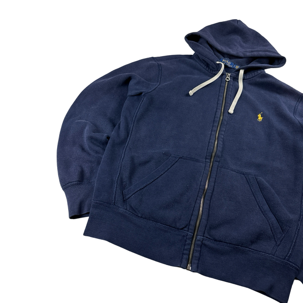 Ralph Lauren Navy Thick Cotton Zipped Hoodie - Small