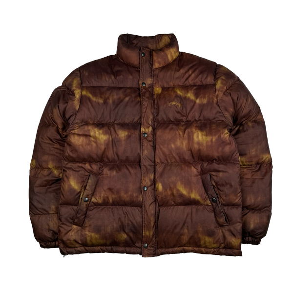 Stussy Tortoise Shell Tie Dye Puffer Jacket - Large