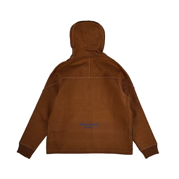 Stone Island 2025 Marina Brown Felted Wool Woven Knit Zipped Jacket - Large