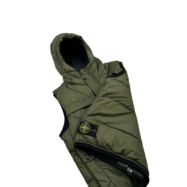 Stone Island 2011 Khaki Opaque Nylon Tela Down Filled Gilet - Medium