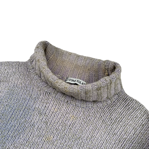 トップス 1997AW stone  knitwear Stone Island 1997 Vintage Chenille V-Neck Cotton Knit