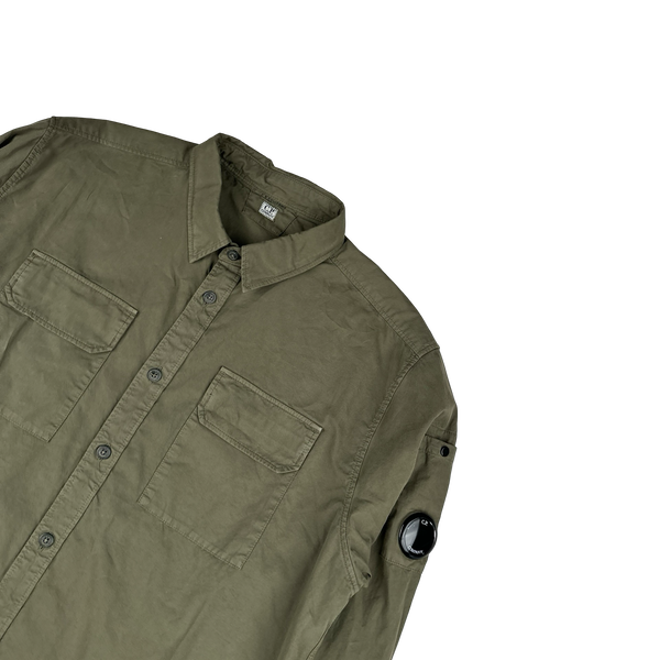 CP Company Khaki Buttoned Lens Viewer Overshirt - Large
