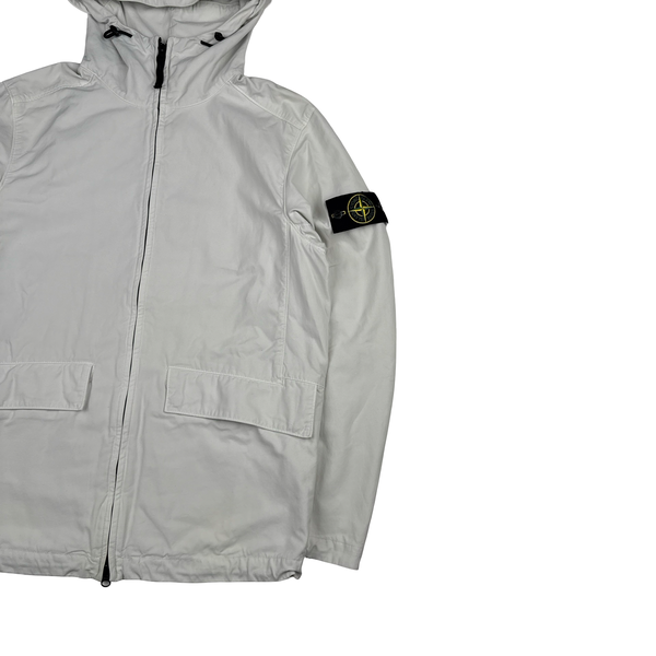Stone Island 2022 White Batavia Hooded Jacket - Medium