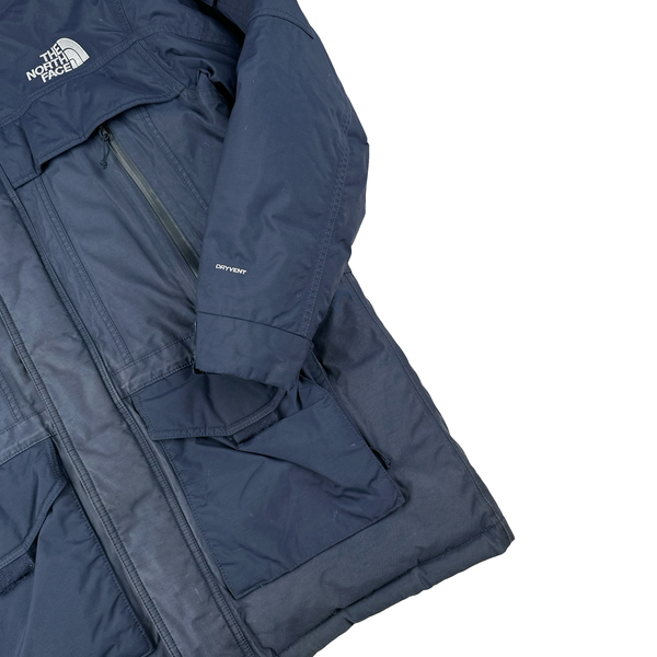 North Face Navy Hyvent McMurdo Down Filled Long Parka Jacket - Large