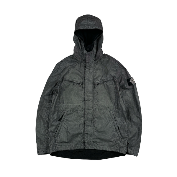 Stone Island 2016 Black Silver Pixel Reflective Hooded Jacket - Large