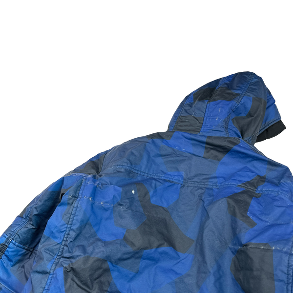 Stone Island 2012 Blue Fleece Lined Camo Reflective Jacket - Large