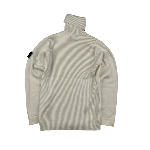 Stone Island 2020 Shadow Project Cream Roll Neck Knit Jumper - Large