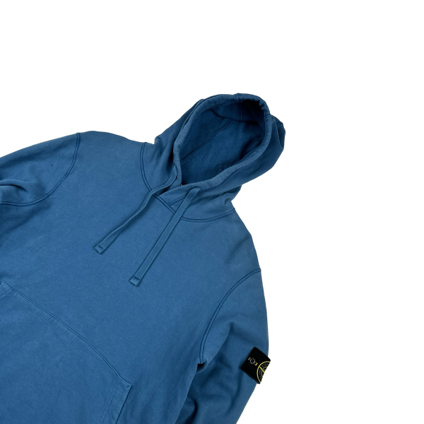 Stone Island 2020 Blue Cotton Pullover Hoodie - Large