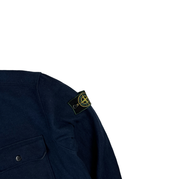 Stone Island 1995 Navy Vintage Wool Overshirt - XXL