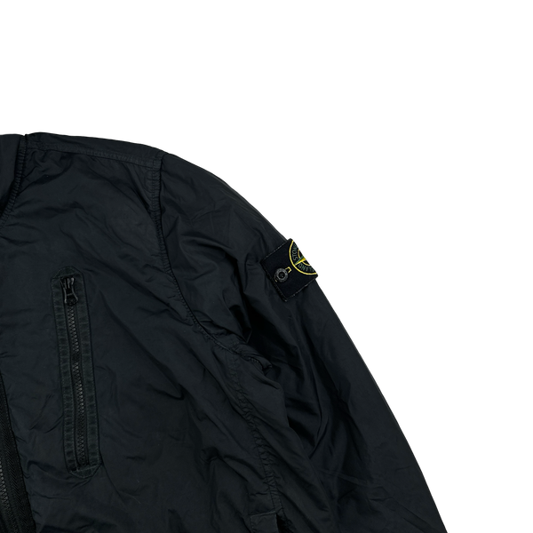Stone Island 2022 Black Crinkle R-NY Garment Dyed Jacket - Medium