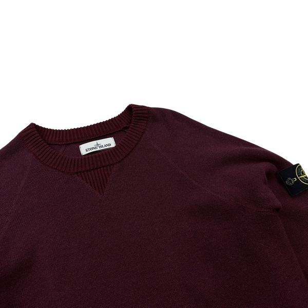 Stone Island 2017 Burgundy Knitted Crewneck - Large