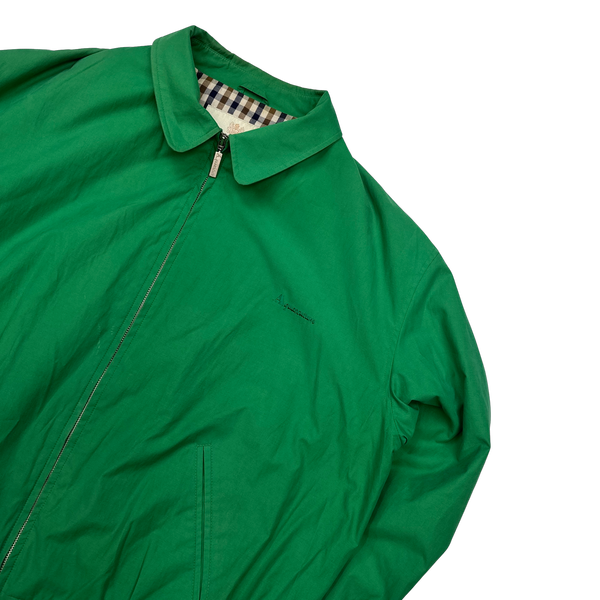 Aquascutum Green Checked Cotton Lined Harrington Jacket - Large
