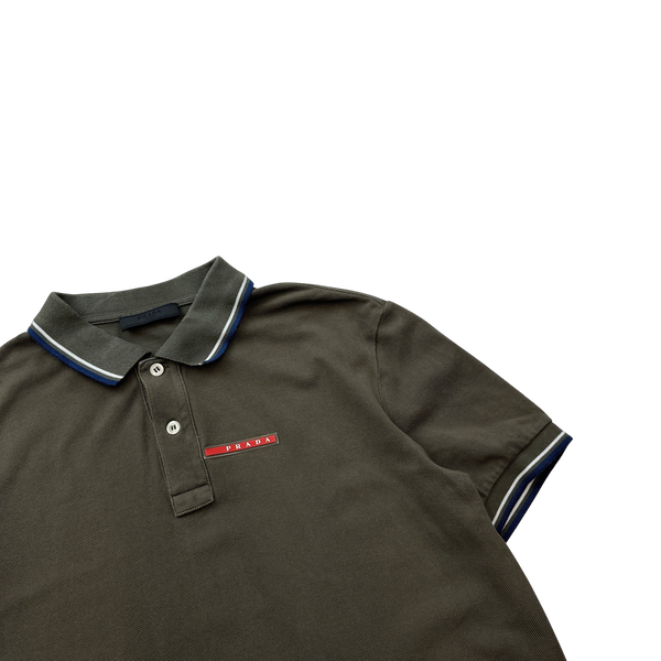 Prada Khaki Cotton Polo Shirt - Large