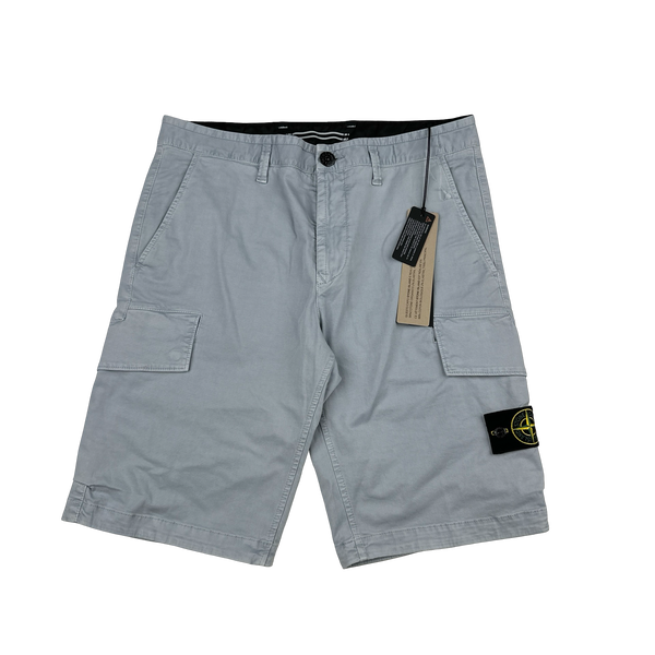 Stone Island 2024 Light Blue Cotton SL Cargo Shorts - 31"